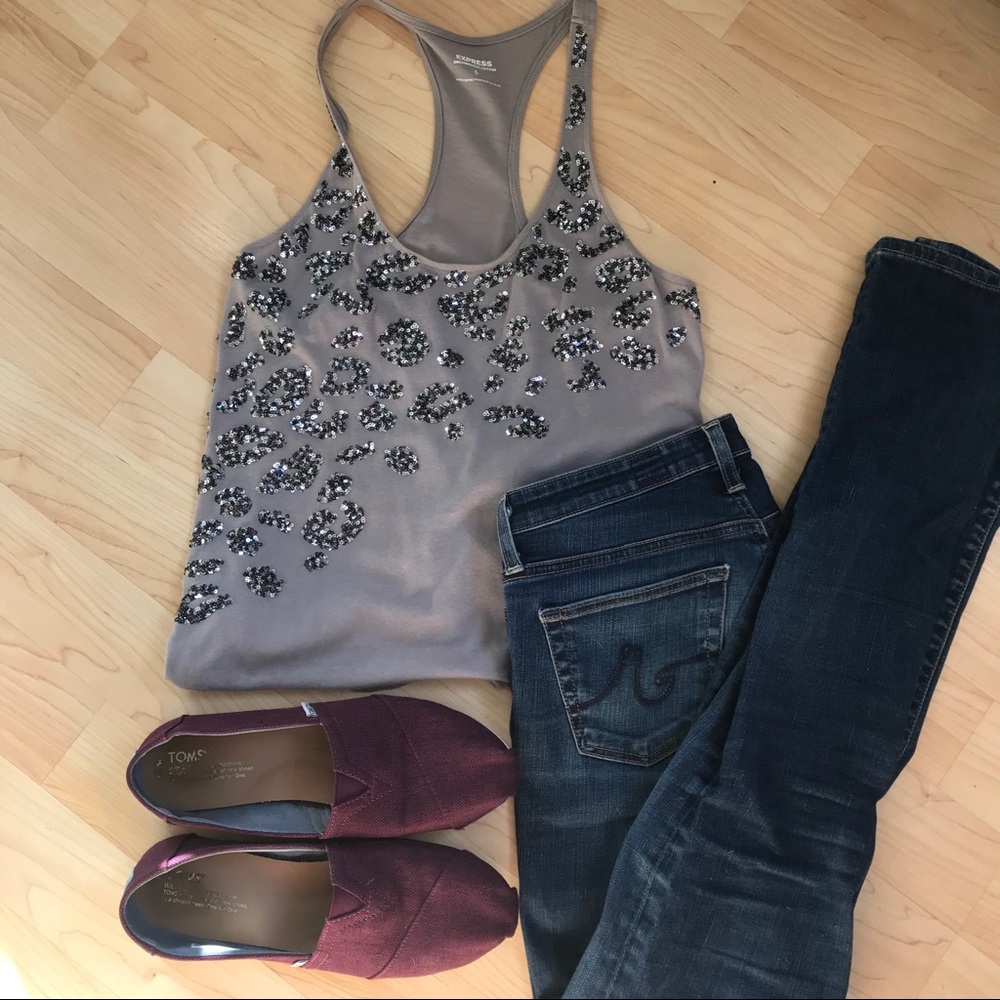 Grey tank with sequin detailing